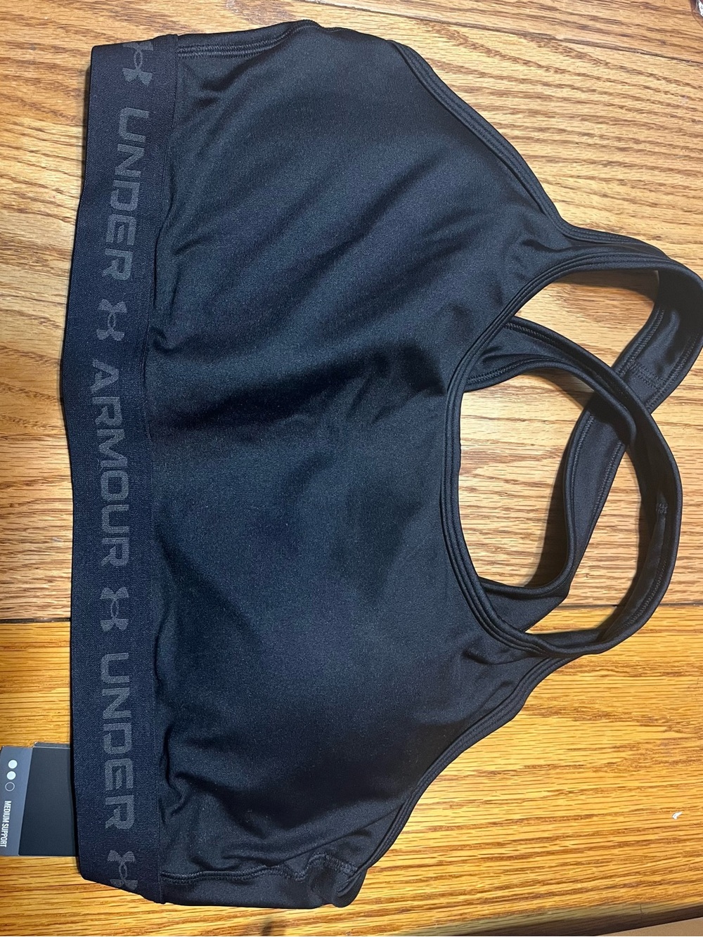 Under Armour Black Racerback Sports Bra with Branded Band